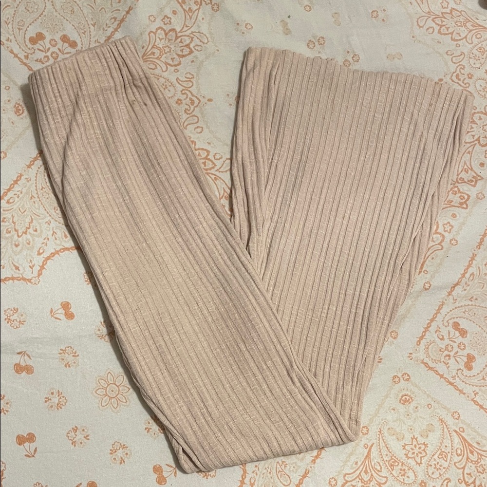 Ribbed Beige Pants